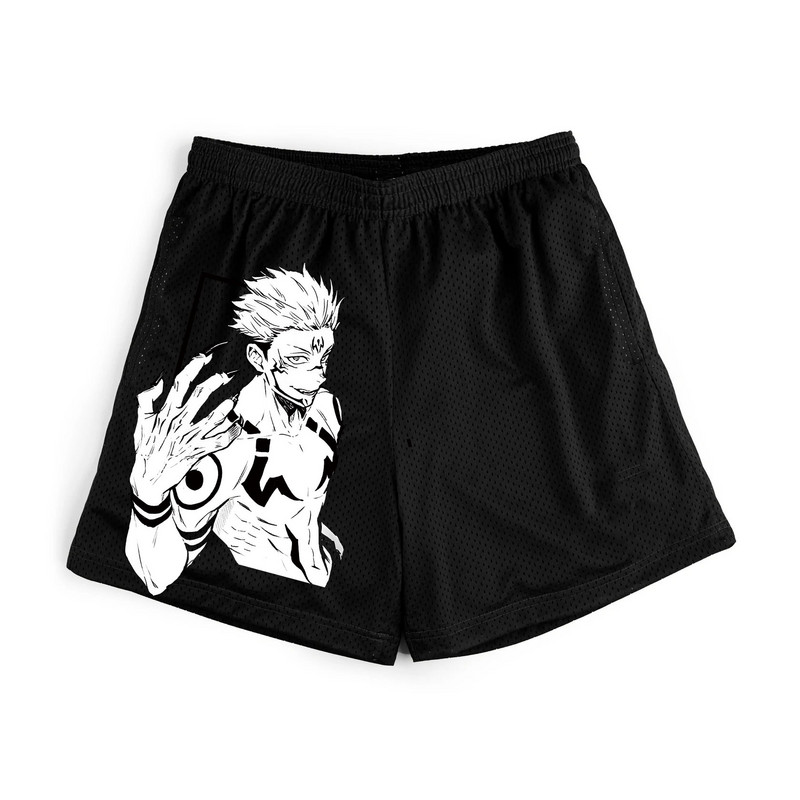 Jujutsu Kaisen Anime rövidnadrágok Férfi Manga Sport rövidnadrágok Gym Fitness Itadori Yuji 3D nyomtatás Gyorsan száradó hálós nagyméretű deszka rövidnadrágok