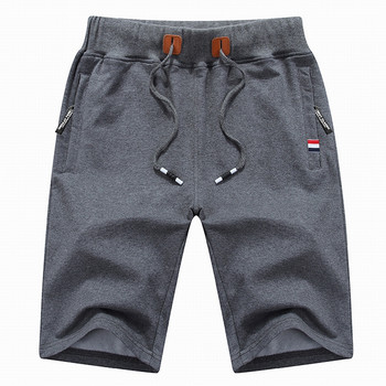 2023 Летни ежедневни къси панталони Мъжки памучни плътни къси панталони Bermuda Mens Drawstring Elastic Waist Beach Shorts Men