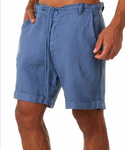 Pantaloni scurți pentru bărbați din bumbac și in Pantaloni pentru bărbați de vară, respirabili, de culoare uni, pantaloni de in, îmbrăcăminte de fitness, S-4XL