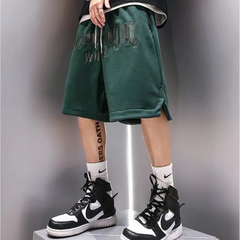 Американски бродирани шорти Мъжки летни улични хип-хоп широки модерни спортни ежедневни прави панталони с пет крака