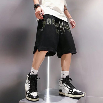 Американски бродирани шорти Мъжки летни улични хип-хоп широки модерни спортни ежедневни прави панталони с пет крака