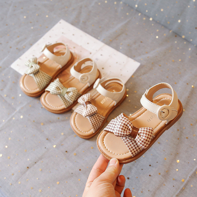 Sandale de vară pentru fete, drăguț oblic, papion, pantofi pentru fetiță, cu toc plat, pantofi prințesă, moda copii, sandale de plajă G03232