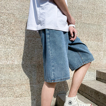 Мъжки къси панталони Solid Plus Size 5XL Summer Baggy Ins Harajuku Denim Short Mens Bottom Harajuku High Street Simple All-match Ulzzang