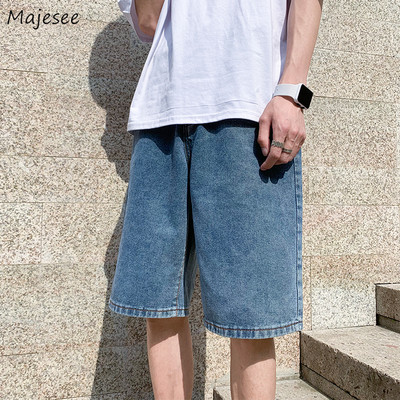 Meeste lühikesed püksid Solid Plus Size 5XL Summer Baggy Ins Harajuku Denim Short Mens Botting Harajuku High Street Simple Kõik mängud Ulzzang