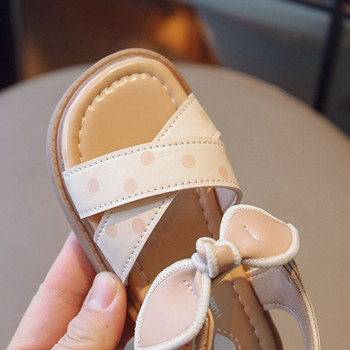 Детски летни обувки с панделка Сладки плажни нехлъзгащи се сандали на точки за бебета Обувки за момичета Училищни меки детски модни сандали G03185