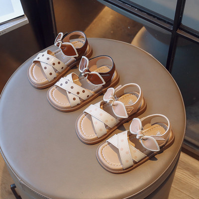 Bow Children`s Summer Shoes Cute Polka Dot Beach Non Slip Sandals for Baby Girls Footwear School Soft Kids Fashion Sandal G03185