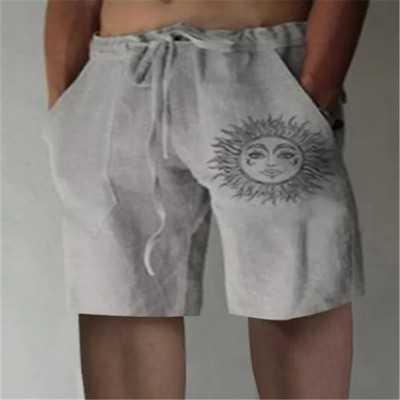 Nauji vyriški medvilniniai lininiai šortai raišteliais trumpos kelnės Vyriškos vasarinės kvėpuojančios vienspalvės lentos kelnės Drabužiai Gatvės apranga S-5XL