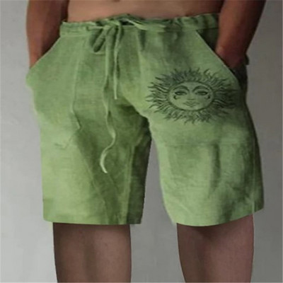 Nauji vyriški medvilniniai lininiai šortai raišteliais trumpos kelnės Vyriškos vasarinės kvėpuojančios vienspalvės lentos kelnės Drabužiai Gatvės apranga S-5XL