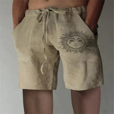 Nauji vyriški medvilniniai lininiai šortai raišteliais trumpos kelnės Vyriškos vasarinės kvėpuojančios vienspalvės lentos kelnės Drabužiai Gatvės apranga S-5XL