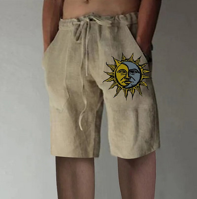 Nauji vyriški medvilniniai lininiai šortai raišteliais trumpos kelnės Vyriškos vasarinės kvėpuojančios vienspalvės lentos kelnės Drabužiai Gatvės apranga S-5XL