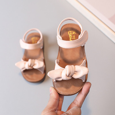 Baby Girls Sandals Kids Beach Shoes 2023 Summer New Children Brand Sandals Soft Fashion Bow-knot Simple Classic Comfortable Cute