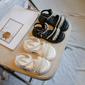 Chic Girls Pearl lamedad sandaalid 2023 Suvised Beebid Printsess Tüdrukud Lapsed Beežid Tantsuetendused Kingad Tüdrukutele Platvormi Sandaal G05223