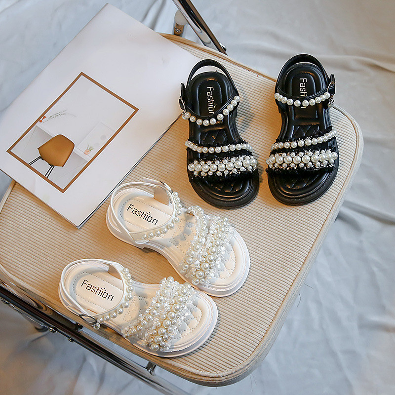 Chic Girls Pearl lamedad sandaalid 2023 Suvised Beebid Printsess Tüdrukud Lapsed Beežid Tantsuetendused Kingad Tüdrukutele Platvormi Sandaal G05223