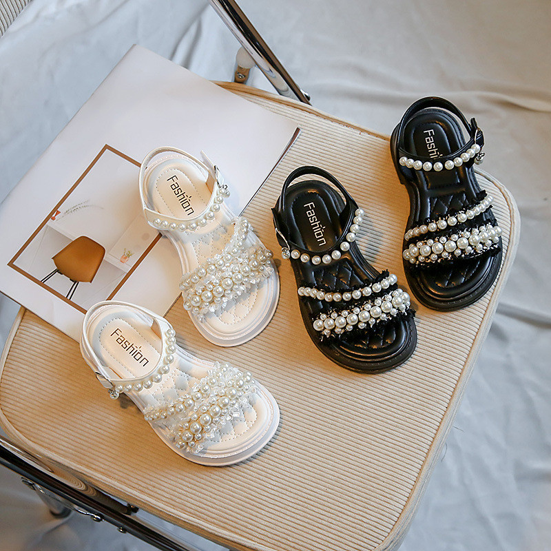 Chic Girls Pearl lamedad sandaalid 2023 Suvised Beebid Printsess Tüdrukud Lapsed Beežid Tantsuetendused Kingad Tüdrukutele Platvormi Sandaal G05223