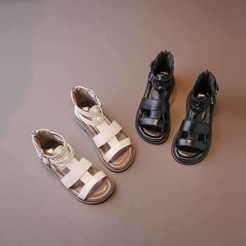 Καλοκαίρι 2023 Νέα βρεφικά σανδάλια για κορίτσια μονόχρωμα παιδικά καθημερινά παπούτσια παραλίας για κορίτσια Ψηλοπάτη με φερμουάρ Παιδικά ίσια παπούτσια G04274