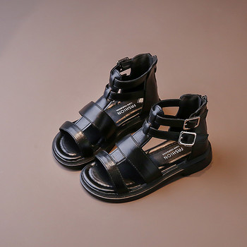 2023 г. Нови летни сандали за бебета и момичета Едноцветни детски ежедневни плажни обувки Момиче Обувки с цип с висока горна част на гърба Детски обувки с равни обувки G04274