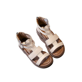 Καλοκαίρι 2023 Νέα βρεφικά σανδάλια για κορίτσια μονόχρωμα παιδικά καθημερινά παπούτσια παραλίας για κορίτσια Ψηλοπάτη με φερμουάρ Παιδικά ίσια παπούτσια G04274