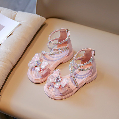 Gladiaator tüdrukute sandaalid kivikivist paksud Printsess Kids Suvine liugur roosa beež 23-37 õõnsad stiilsed lastejalatsid G05152