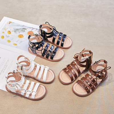 Summer Children‘s Girls Gladiator Sandals Cross-tied Strape Princess Soft Shoes Non-slip Breathable Fashion Kids Sandals G05064