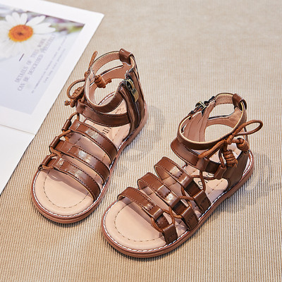 Sandale gladiator pentru fete de vară pentru copii, cu bretele încrucișate, prințesă, pantofi moi, anti-alunecare, respirabile, sandale pentru copii G05064