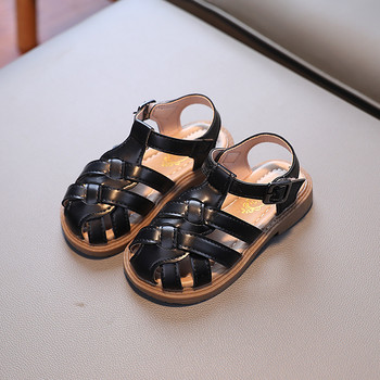 Летни сандали за момичета Детски обувки за момичета за малко дете Меки детски плажни обувки на нисък ток Sweet Princess Черно Бяло Кафяво F04194