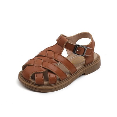 Lányok nyári szandálok Kislány tipegő gyerekcipők alacsony sarkú édes hercegnős puha gyerek strandcipők fekete fehér barna F04194