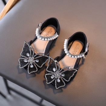 Нови летни сандали за момичета Модни пайети Обувки за принцеси с панделка за момичета Обувки за момиченца Сандали с плосък ток Размер 21-35
