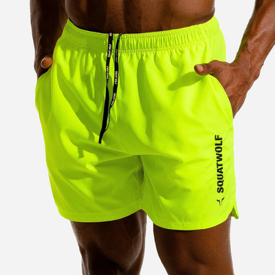 Φθορίζον πράσινο 2020 Summer Fitness Σορτς Jogger Ανδρικά σορτς γυμναστικής για τρέξιμο Γρήγορη προπόνηση για στεγνό γυμναστήριο Αθλητικό σορτς Fit