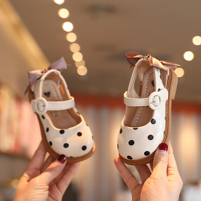 Girls Half Sandals 2023 Spring Summer Shoes Toddlers Little Children Shoes Cut-outs Dots with Bowtie Bow-knot on The Back Sweet