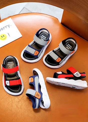Летни детски сандали Дишащи сандали за момчета Меки удобни детски обувки Плажни детски леки сандали