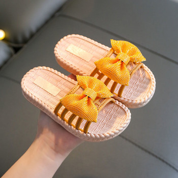 Сладки чехли за момичета с панделка Летни леки дишащи домашни домашни чехли с отворени пръсти Слънчогледови летни детски обувки