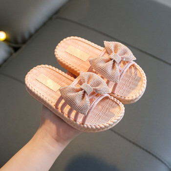 Сладки чехли за момичета с панделка Летни леки дишащи домашни домашни чехли с отворени пръсти Слънчогледови летни детски обувки