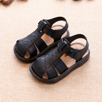 Сандали Infantil Летни бебешки обувки Сандали за малко момче Детски сандали за момчета Кожени противоплъзгащи обувки на равна подметка Детски плажни обувки за момче