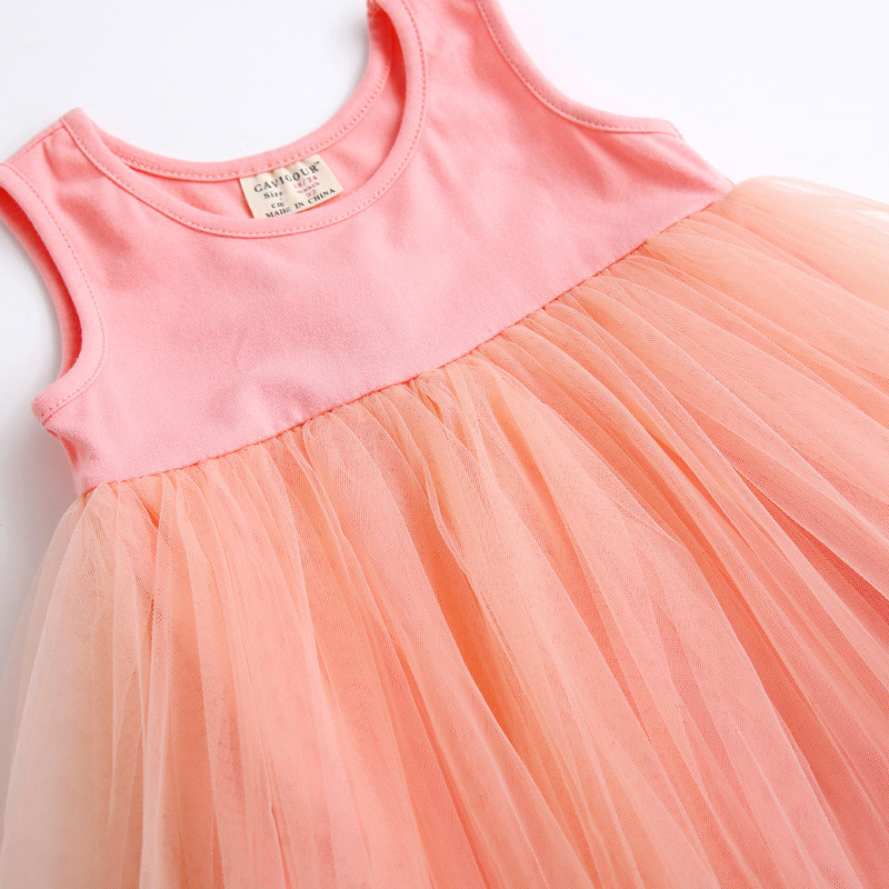 Nyári baba lány pamut mellény hercegnő ruhák fekete fehér szürke rózsaszín lány hálós ruha Koreai ujjatlan varrás bolyhos ruha