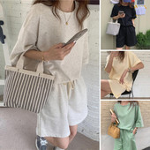 Καλοκαιρινή αθλητική φόρμα Γυναικεία Ρούχα 2 τμχ/Σετ Γυναικεία T-shirt Σορτς Σετ φαρδιά μανίκια τρία τέταρτα Sportwear Gym Lady