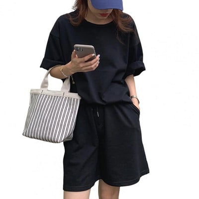 Καλοκαιρινή αθλητική φόρμα Γυναικεία Ρούχα 2 τμχ/Σετ Γυναικεία T-shirt Σορτς Σετ φαρδιά μανίκια τρία τέταρτα Sportwear Gym Lady