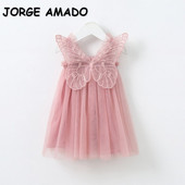 Noua vara pentru copii Rochie fetita Fasole Pasta Culoare Gri Albastru Rosu Alb Roz Fluture Fără mâneci Ballet Dance Performance Dress E20992