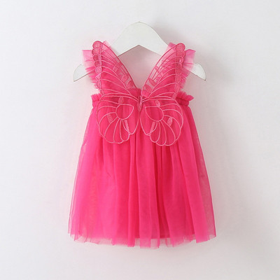 Noua vara pentru copii Rochie fetita Fasole Pasta Culoare Gri Albastru Rosu Alb Roz Fluture Fără mâneci Ballet Dance Performance Dress E20992
