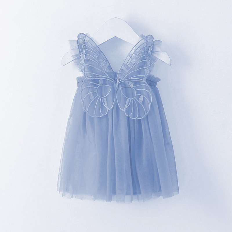 Noua vara pentru copii Rochie fetita Fasole Pasta Culoare Gri Albastru Rosu Alb Roz Fluture Fără mâneci Ballet Dance Performance Dress E20992