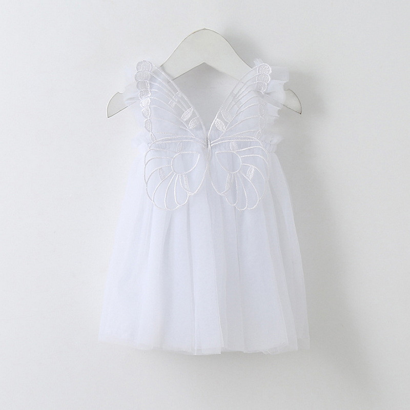 Noua vara pentru copii Rochie fetita Fasole Pasta Culoare Gri Albastru Rosu Alb Roz Fluture Fără mâneci Ballet Dance Performance Dress E20992