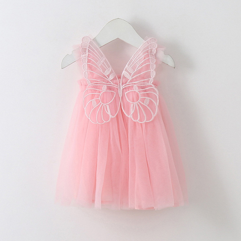 Noua vara pentru copii Rochie fetita Fasole Pasta Culoare Gri Albastru Rosu Alb Roz Fluture Fără mâneci Ballet Dance Performance Dress E20992