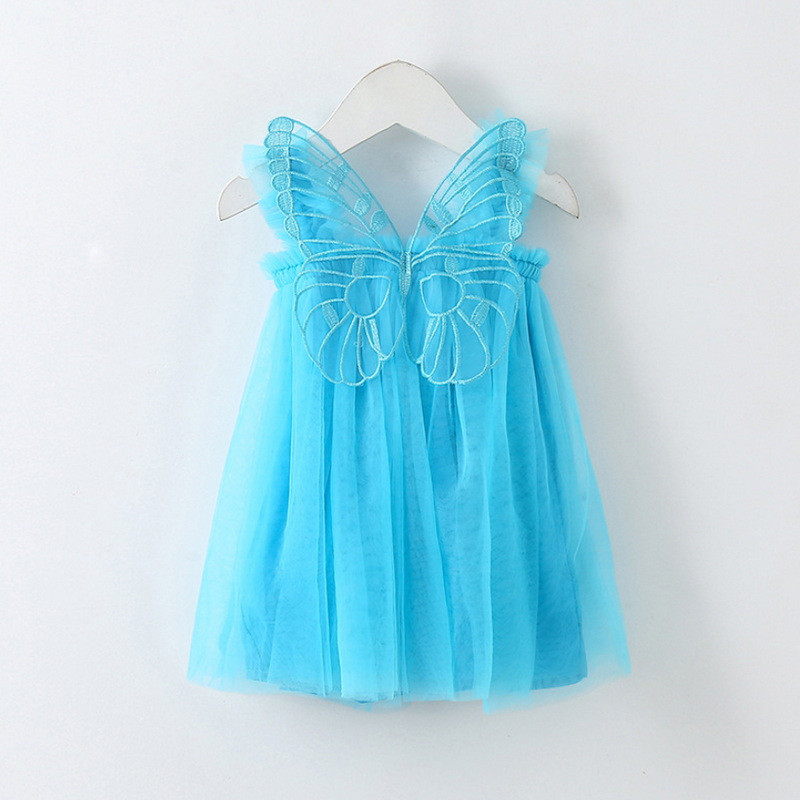 Noua vara pentru copii Rochie fetita Fasole Pasta Culoare Gri Albastru Rosu Alb Roz Fluture Fără mâneci Ballet Dance Performance Dress E20992