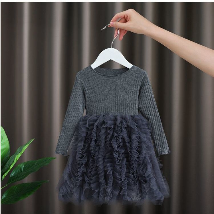 Új nyári gyerek lányruha fekete rózsaszín rövid ujjú körgalléros mini gofri hálós ruha gyerekruházat E0128