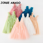 Uus suvine kleit beebitüdrukule, kandiline krae, ühevärviline sling, varrukateta liblikas printsessi kleit, lapseriided E27502