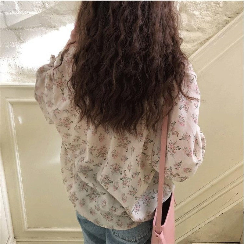 Dámske košele s kvetinovou potlačou, výstrihom do V, ulzzang šifón, sladké elegantné dámske šifónové tuniky, letné prázdninové streetwear, veľkosť 3XL, denné