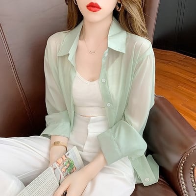 Särgid Naised Solid Lihtne Uus Disain Korea Mood Õhuke Päikesekindel Preppy Stiil Noored Kõik sobivad Camisas De Mujer Cozy Ins