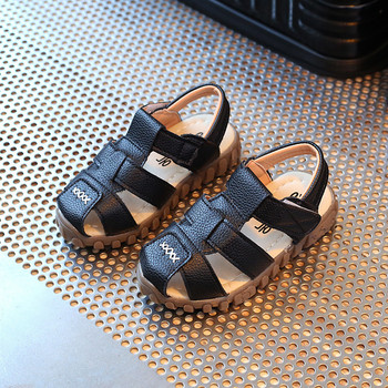 Летни сандали за момчета PU кожени ретро ежедневни гладиаторски римски плажни обувки Малко момче Изрезки Меки подметки Детски обувки с равни обувки G03065