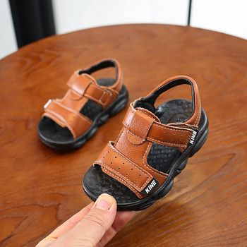 готини момчета момичета естествена телешка кожа дишащи удобни равни сандали бебешки меки обувки Детски летни плажни сандали
