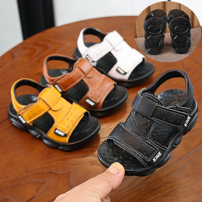 cool boys girls genuine leather cowhide breathable comfortable flat sandals baby soft shoes Children summer beach sandals