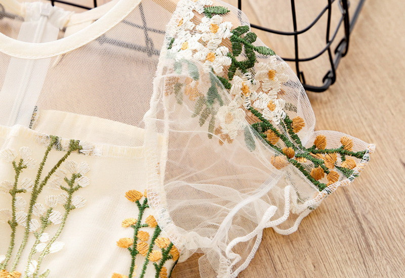 Siuvinėjimas Mergaičių suknelė Vasarinė Nauja Gėlėta marlė Vaikams Princesės Suknelės Vaikiški Drabužiai LL1068